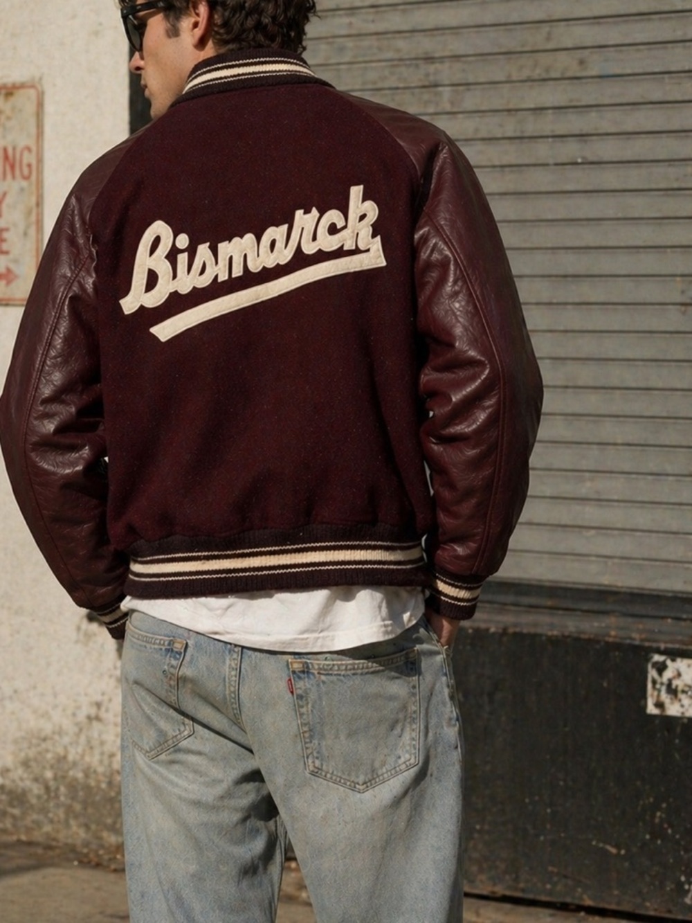1960’s Kaye Bros Chicago varsity jacket maroon wool leather Bismarck letterman